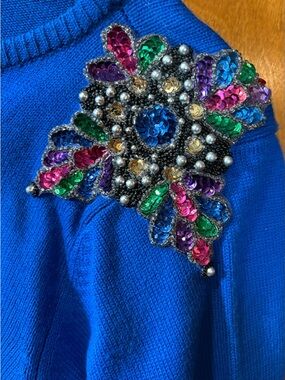 Vintage Plain Jane Royal Blue Knit Sweater Dress